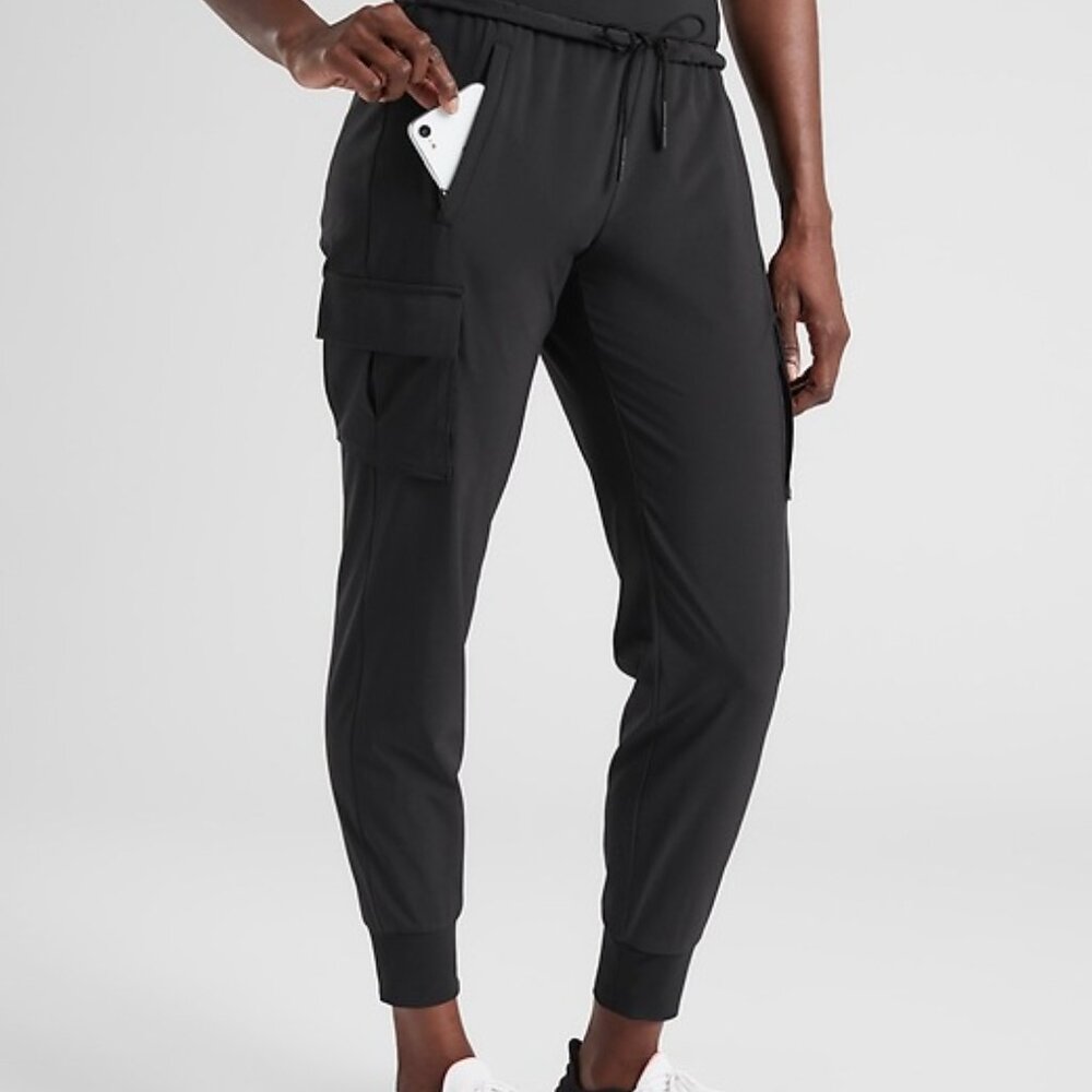Athleta Sutton Jogger Pants Pockets Elastic Waist Black Size 0 XS